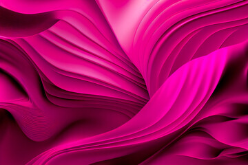 Viva magenta elegant color smooth fabric soft waves full frame background. Generative AI 3D render