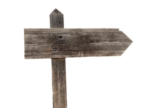 Arrow direction sign. Old wooden signboard