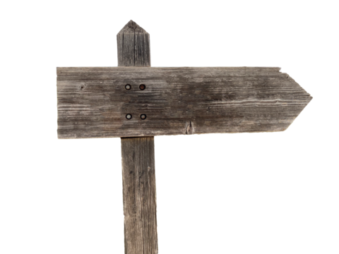 Arrow direction sign. Old wooden signboard
