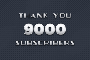 9000 subscribers celebration greeting banner with Metal Design