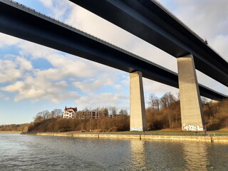 Bridge in Kiel canal Germany.