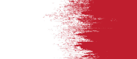 Red brush stroke background. Red ink splash on backdrop. Brush background for wallpaper, paint splatter template, dirt banner, watercolor design, dirty texture. Trendy brush background, vector