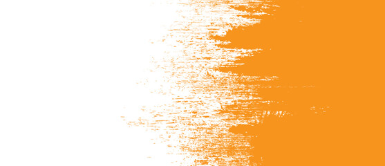 Orange brush stroke background. Orange ink splash on backdrop. Brush background for wallpaper, paint splatter template, dirt banner, watercolor design, dirty texture. Trendy brush background, vector