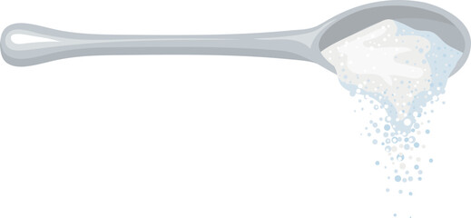 Spoon with white powder. Cooking ingredient cartoon icon