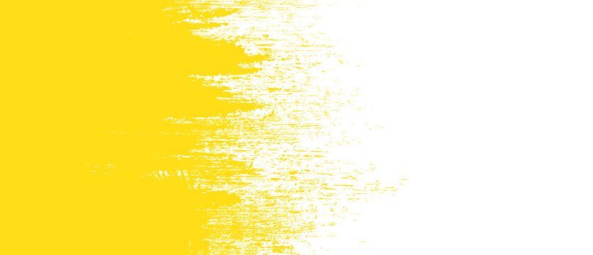 Yellow brush stroke background. Yellow ink splash on backdrop. Brush background for wallpaper, paint splatter template, dirt banner, watercolor design, dirty texture. Trendy brush background, vector