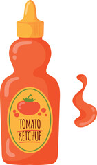 Tomato ketchup bottle. Cartoon red sauce icon