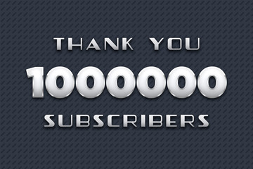 1000000 subscribers celebration greeting banner with Metal Design