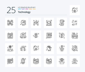 Technology 25 Line icon pack including home automation. wifi. control. smart. automation