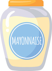 Mayonaise glass jar cartoon icon. Food sauce