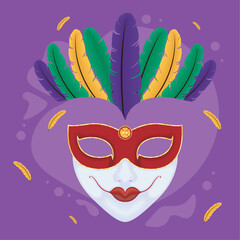 mardi gras mask and feathers