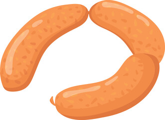 Cooked sausages cartoon icon. Boiled meat product