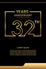 32th Anniversary. Anniversary template design concept. Vector Template Illustration