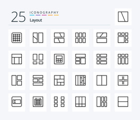 Layout 25 Line icon pack including frame. wireframe. website. calculator. layout
