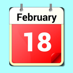 calendar vector drawing, date February 18 on the page