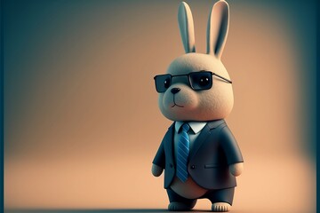A rabbit wearing sunglasses and a suit, generative ai
