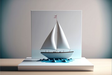 A sailing boat on water, generative ai 