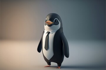 A penguin wearing a suit and a tie, generative ai