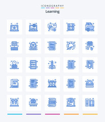 Creative Learning 25 Blue icon pack  Such As e-learning. open. education. locker. learn