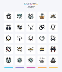 Creative Jewellery 25 Line FIlled icon pack  Such As fashion. jewelry. gold. jewel. diamond