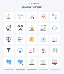Creative Science And Technology 25 Flat icon pack  Such As engineering science. applied science. intelligence. research. microbiology
