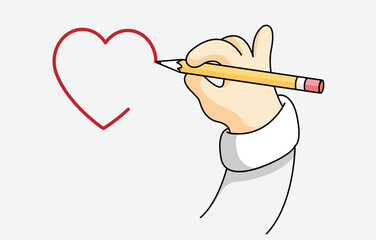 hand drawing a heart in flat illustration