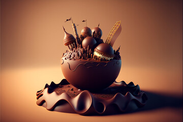 Chocolate Worlds - Illustration created with generative ai technology
