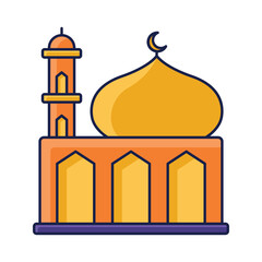 Islamic Moslem Mosque Flat Illustration