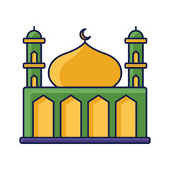 Islamic Moslem Mosque Flat Illustration