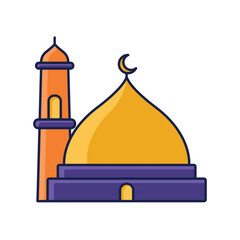Islamic Moslem Mosque Flat Illustration