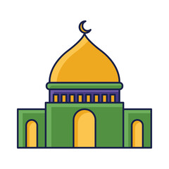 Islamic Moslem Mosque Flat Illustration