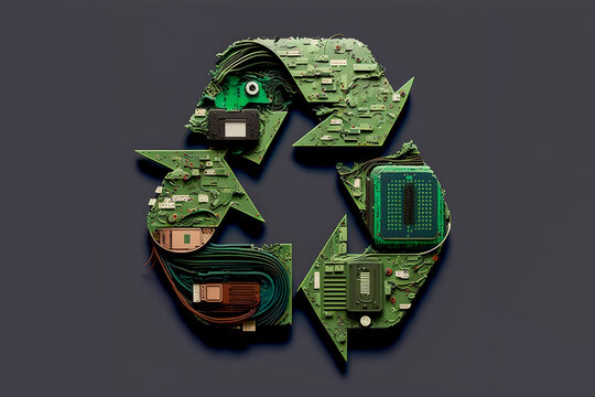 Recycle electronics, sustainability and environmental concept, Generative AI