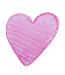 single hand-painted watercolor pink heart, white background