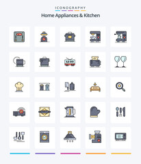 Creative Home Appliances And Kitchen 25 Line FIlled icon pack  Such As kitchen. service. coffee. hotel . tea