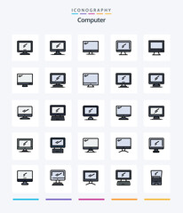Creative Computer 25 Line FIlled icon pack  Such As . Layer 1. keyboard. flip. device