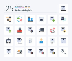 Fototapeta na wymiar Delivery And Logistic 25 Flat Color icon pack including management. calendar. location. product. delivery