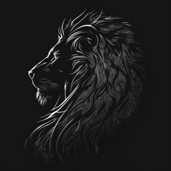 Lion head vector illustration for logo, design or tattoo. Generative AI.