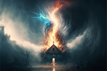 Holy Spirit, Christian symbol wallpaper. Generative AI.