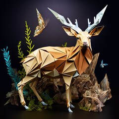Origami deer Generative AI