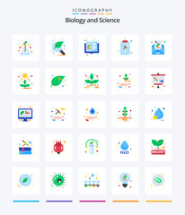 Creative Biology 25 Flat icon pack  Such As message. molecule. search. education. growth