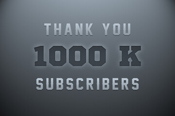 1000 K subscribers celebration greeting banner with Metal Engriving Design