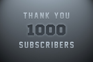 1000 subscribers celebration greeting banner with Metal Engriving Design