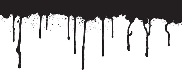 Background with black realistic paint or ink, blots, smudges and drops.