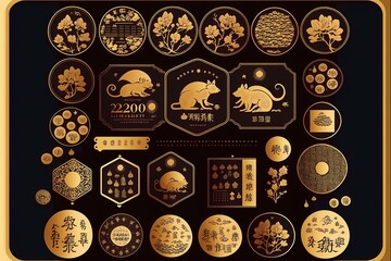 ﻿A group of circular objects with text - Generative AI