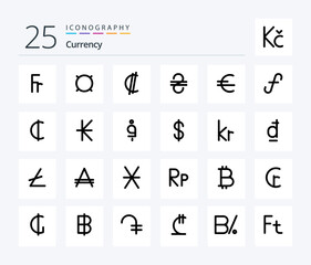 Currency 25 Line icon pack including money . cash . rican. costa