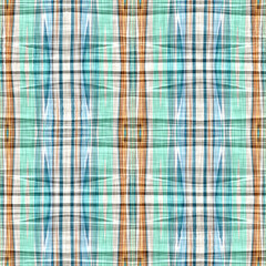 Teal rustic coastal beach house check fabric tile. Seamless sailor flannel textile gingham repeat swatch.