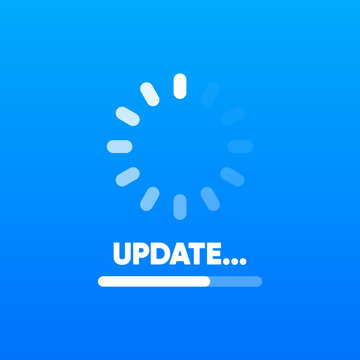New System Update. Loading process. App update concept. System software update web banner element. Vector illustration.