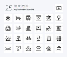 Fototapeta na wymiar City Element Collection 25 Line icon pack including . transport . city . buss .