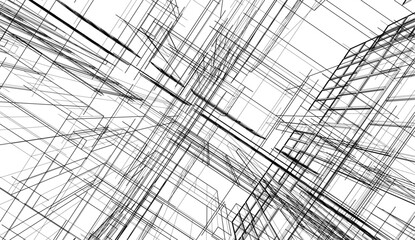 Linear architectural drawing vector illustration