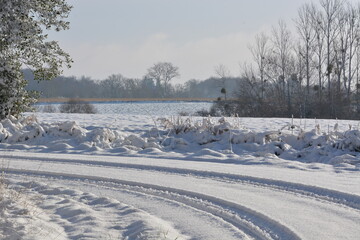 Route de campagne enneigée