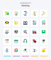 Creative Marketing 25 Flat icon pack  Such As sell. presentation. online. present. opinion